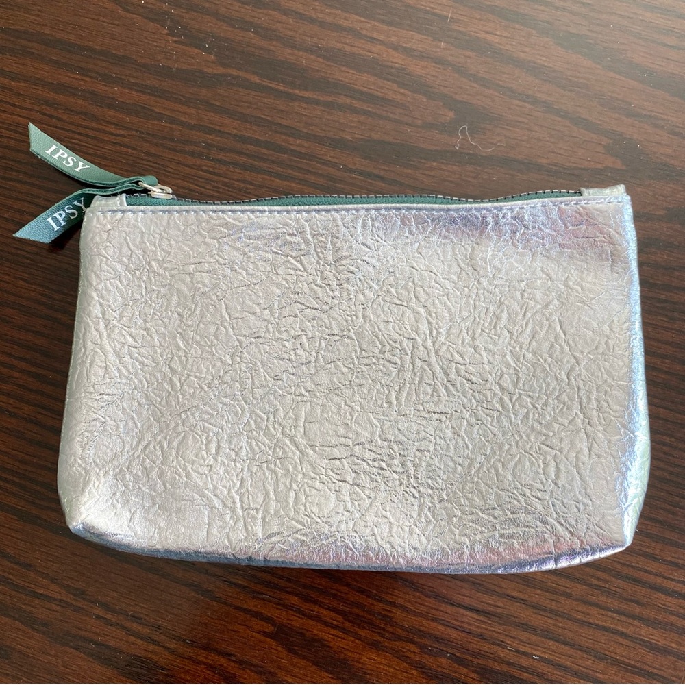 Ipsy Glam Bag~Silver Metallic Case~Cosmetics Bag~Zipper~ December 2019~New